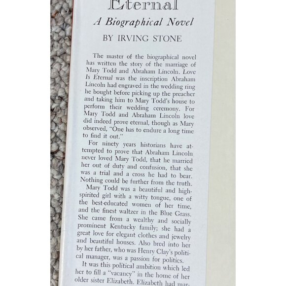 Love is Eternal A Novel about Mary Todd and Abraham Lincoln~Irving Stone 1954 - Picture 4 of 11